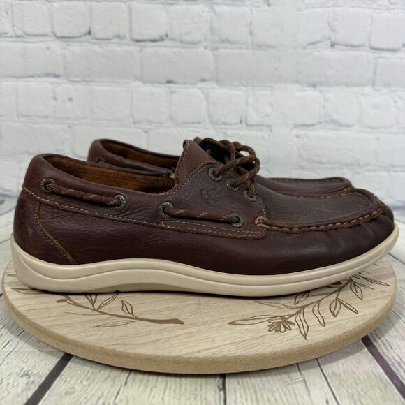 SAS Decksider Boat Shoes Mens 9.5 Brown Leather Walking Comfort Moc Toe Shoes main image 12
